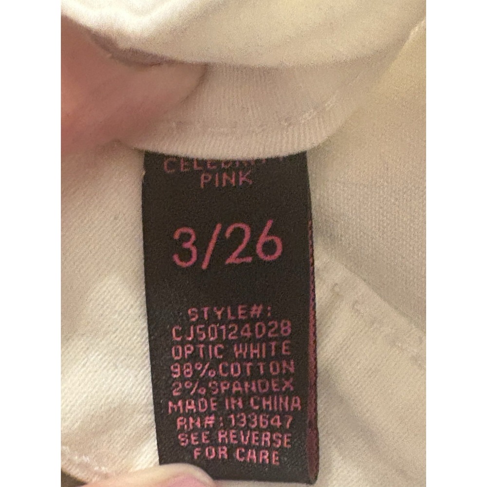 Celebrity Pink Skirt White A-Line Denim Button Down Front Size 3/26 - Picture 6 of 6